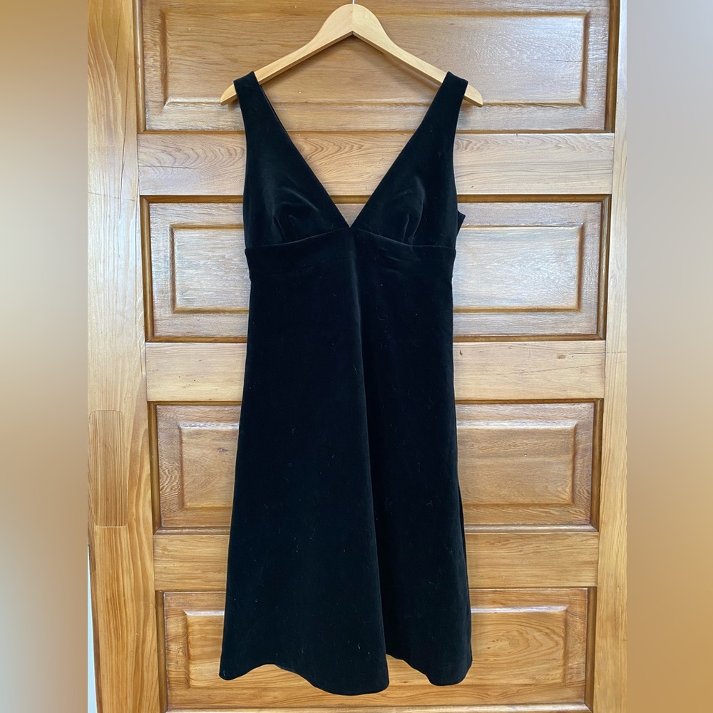 J Crew black velvet dress